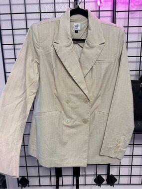 CAbi Double-Breasted Light Cream Blazer